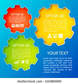 Abstract web design business background with your text and description of options on bright elements flat vector illustration
