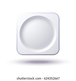 Abstract web design concept with gray blank square button on white background isolated vector illustration
