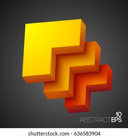 Abstract web design concept with orange geometric shapes on dark background isolated vector illustration