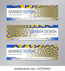 Abstract web header design. Blue yellow banner template.