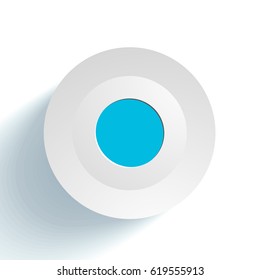 Abstract web interface element with light blank round button on white background isolated vector illustration