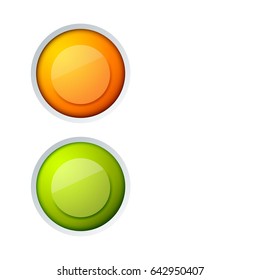 Abstract web interface elements concept with colorful glossy round buttons on white background isolated vector illustration
