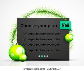 Abstract web message box with Christmas decoration. Holiday concept