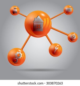 Abstract web orange molekule design eps 10