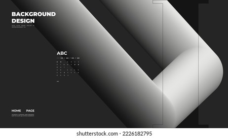Abstract web page, homepage, landing page concept. Strict and discreet background. Type and 3D shapes.