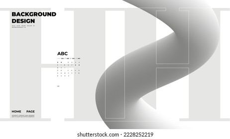 Abstract web page, homepage, landing page concept. Strict and discreet background. Type and 3D shapes.