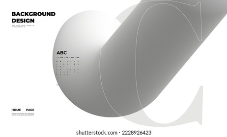 Abstract web page, homepage, landing page concept. Strict and discreet background. Type and 3D shapes.
