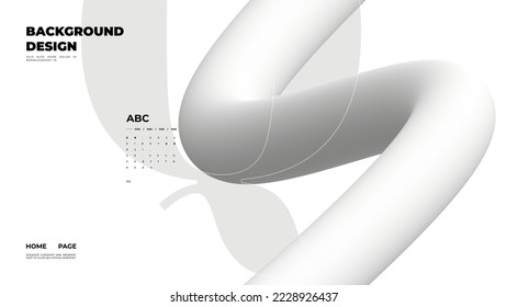 Abstract web page, homepage, landing page concept. Strict and discreet background. Type and 3D shapes.