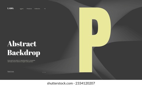 Abstract web page, homepage, landing page concept. Strict and discreet background. Type and 3D shapes.