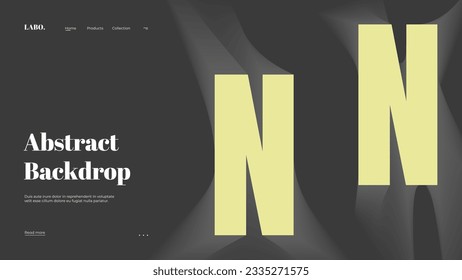 Abstract web page, homepage, landing page concept. Strict and discreet background. Type and 3D shapes.