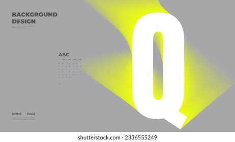 Abstract web page, homepage, landing page concept. Strict and discreet background. Type and 3D shapes.