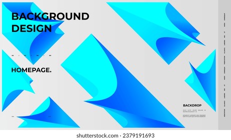 Abstract web page, homepage, landing page concept. Strict and discreet background. Type and polyhedral simple 3D shapes.