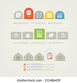 Abstract web page menu template with color tabs and icons