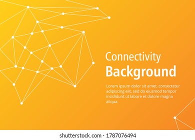 Abstract web polygonal dark background with connecting dots and lines. Connection structure. Orange gradient polygonal vector background. Web technology background.