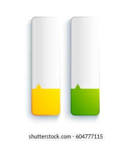 Abstract web rectangular elements concept with blank vertical banners in yellow and green colors isolated vector illustration