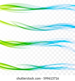 Abstract web smooth spring fresh dividers lines collection of bright headers or footers. Vector illustration