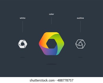 Abstract web symbol. Stylized hexagon icon.