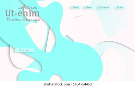 Abstract web templates with wavy cut out of paper layered shapes with realistic shadow. Social media web banner. Bright colored isolated. Overlapping paper cut shapes on gradient background.
