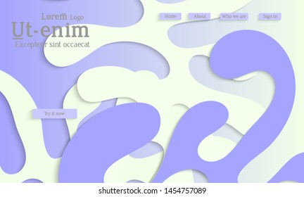 Abstract web templates with wavy cut out of paper layered shapes with realistic shadow. Social media web banner. Bright colored isolated. Overlapping paper cut shapes on gradient background.