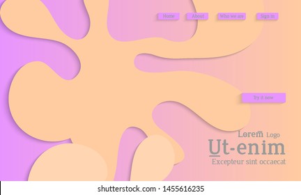 Abstract web templates with wavy cut out of paper layered shapes with realistic shadow. Social media web banner. Bright colored isolated. Overlapping paper cut shapes on gradient background.