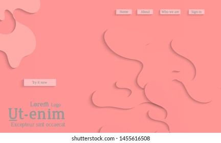 Abstract web templates with wavy cut out of paper layered shapes with realistic shadow. Social media web banner. Bright colored isolated. Overlapping paper cut shapes on gradient background.