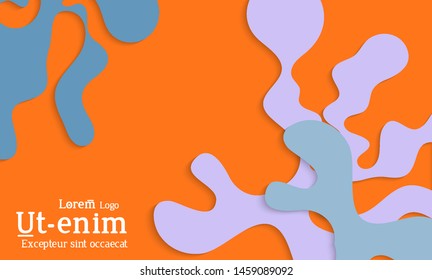 Abstract web templates with wavy cut out of paper layered shapes with realistic shadow. Social media web banner. Bright colored isolated. Overlapping paper cut shapes on gradient background.