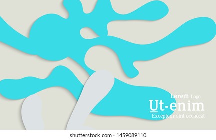 Abstract web templates with wavy cut out of paper layered shapes with realistic shadow. Social media web banner. Bright colored isolated. Overlapping paper cut shapes on gradient background.