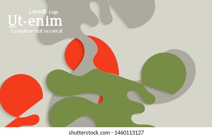 Abstract web templates with wavy cut out of paper layered shapes with realistic shadow. Social media web banner. Bright colored isolated. Overlapping paper cut shapes on gradient background.