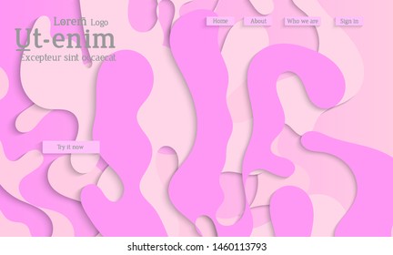 Abstract web templates with wavy cut out of paper layered shapes with realistic shadow. Social media web banner. Bright colored isolated. Overlapping paper cut shapes on gradient background.