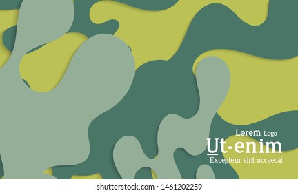 Abstract web templates with wavy cut out of paper layered shapes with realistic shadow. Social media web banner. Bright colored isolated. Overlapping paper cut shapes on gradient background.