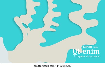 Abstract web templates with wavy cut out of paper layered shapes with realistic shadow. Social media web banner. Bright colored isolated. Overlapping paper cut shapes on gradient background.