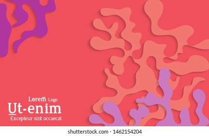Abstract web templates with wavy cut out of paper layered shapes with realistic shadow. Social media web banner. Bright colored isolated. Overlapping paper cut shapes on gradient background.