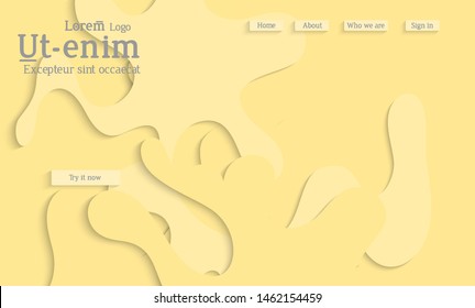 Abstract web templates with wavy cut out of paper layered shapes with realistic shadow. Social media web banner. Bright colored isolated. Overlapping paper cut shapes on gradient background.