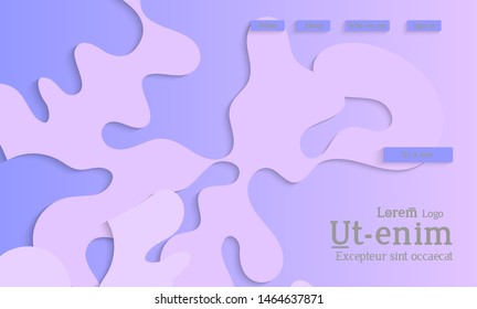 Abstract web templates with wavy cut out of paper layered shapes with realistic shadow. Social media web banner. Bright colored isolated. Overlapping paper cut shapes on gradient background.