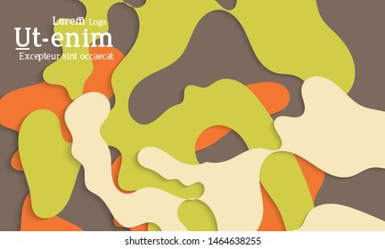 Abstract web templates with wavy cut out of paper layered shapes with realistic shadow. Social media web banner. Bright colored isolated. Overlapping paper cut shapes on gradient background.