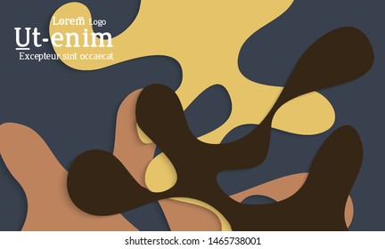 Abstract web templates with wavy cut out of paper layered shapes with realistic shadow. Social media web banner. Bright colored isolated. Overlapping paper cut shapes on gradient background.