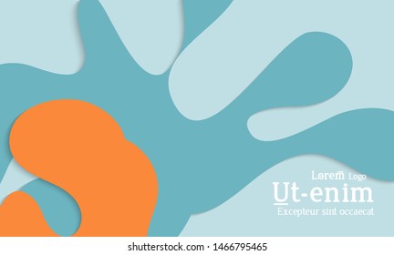 Abstract web templates with wavy cut out of paper layered shapes with realistic shadow. Social media web banner. Bright colored isolated. Overlapping paper cut shapes on gradient background.