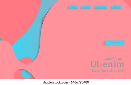 Abstract web templates with wavy cut out of paper layered shapes with realistic shadow. Social media web banner. Bright colored isolated. Overlapping paper cut shapes on gradient background.