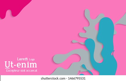 Abstract web templates with wavy cut out of paper layered shapes with realistic shadow. Social media web banner. Bright colored isolated. Overlapping paper cut shapes on gradient background.
