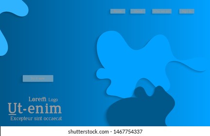 Abstract web templates with wavy cut out of paper layered shapes with realistic shadow. Social media web banner. Bright colored isolated. Overlapping paper cut shapes on gradient background.