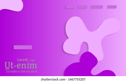 Abstract web templates with wavy cut out of paper layered shapes with realistic shadow. Social media web banner. Bright colored isolated. Overlapping paper cut shapes on gradient background.