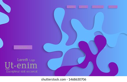 Abstract web templates with wavy cut out of paper layered shapes with realistic shadow. Social media web banner. Bright colored isolated. Overlapping paper cut shapes on gradient background.