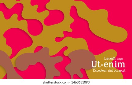 Abstract web templates with wavy cut out of paper layered shapes with realistic shadow. Social media web banner. Bright colored isolated. Overlapping paper cut shapes on gradient background.
