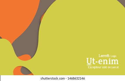Abstract web templates with wavy cut out of paper layered shapes with realistic shadow. Social media web banner. Bright colored isolated. Overlapping paper cut shapes on gradient background.