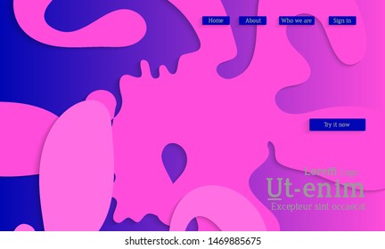 Abstract web templates with wavy cut out of paper layered shapes with realistic shadow. Social media web banner. Bright colored isolated. Overlapping paper cut shapes on gradient background.