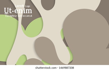 Abstract web templates with wavy cut out of paper layered shapes with realistic shadow. Social media web banner. Bright colored isolated. Overlapping paper cut shapes on gradient background.