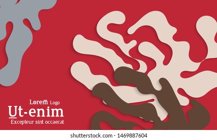 Abstract web templates with wavy cut out of paper layered shapes with realistic shadow. Social media web banner. Bright colored isolated. Overlapping paper cut shapes on gradient background.