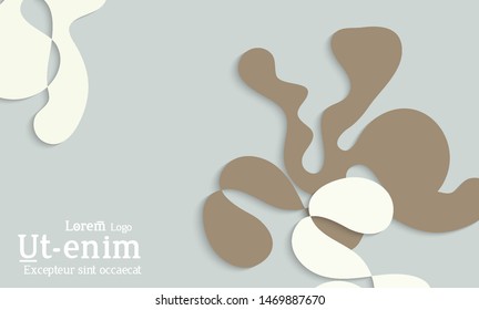 Abstract web templates with wavy cut out of paper layered shapes with realistic shadow. Social media web banner. Bright colored isolated. Overlapping paper cut shapes on gradient background.