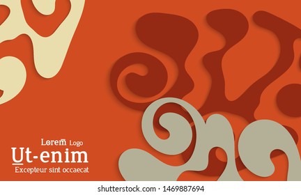 Abstract web templates with wavy cut out of paper layered shapes with realistic shadow. Social media web banner. Bright colored isolated. Overlapping paper cut shapes on gradient background.