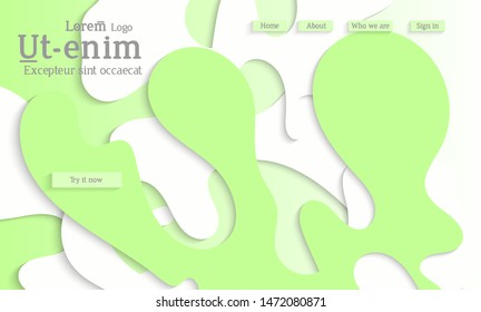 Abstract web templates with wavy cut out of paper layered shapes with realistic shadow. Social media web banner. Bright colored isolated. Overlapping paper cut shapes on gradient background.